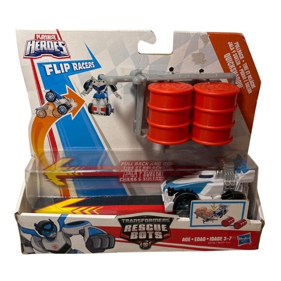 Playskool Heroes Quickshadow Race Car Transformers Rescue Bots Flip Racer Figure - Picture 1 of 4